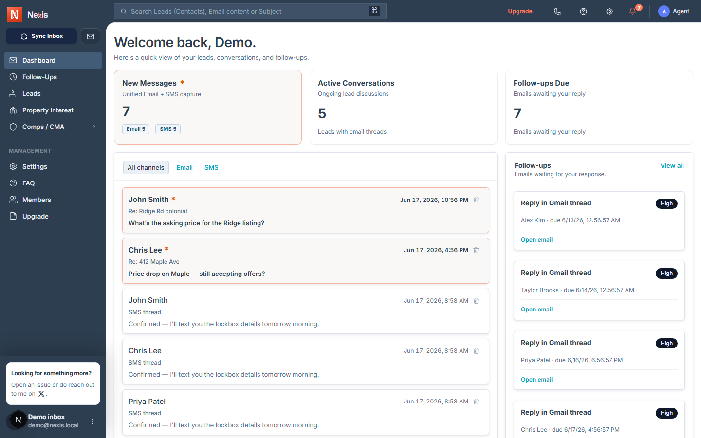 Nexis unified inbox and Today queue